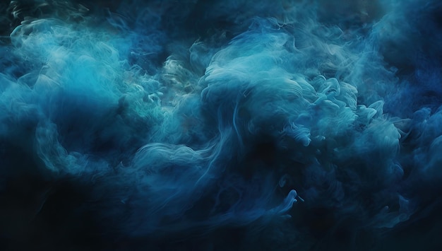 Синий фон текстуры частиц дыма на темно-черном абстрактном фоне