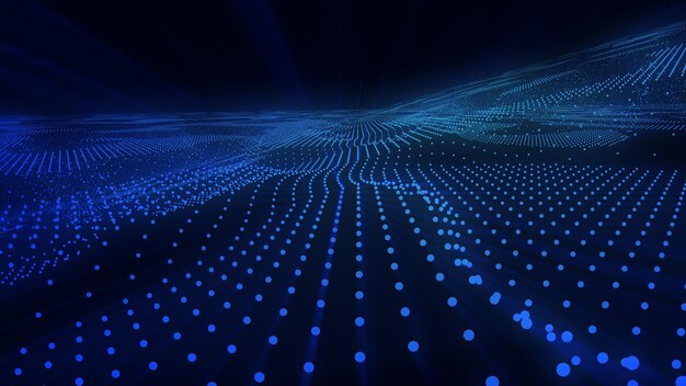 Blue particles wave representing digital data flowing in cyberspace