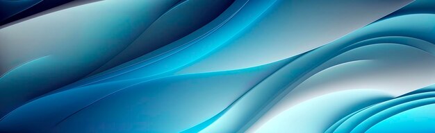 Blue pastel abstract wave panoramic wallpaper Generative AI