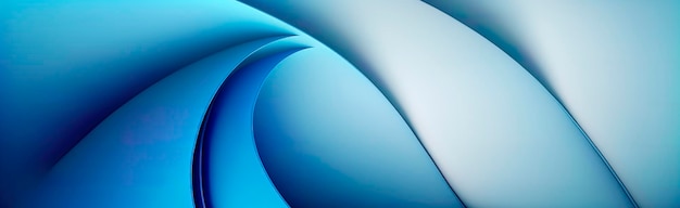 Blue pastel abstract wave panoramic wallpaper Generative AI