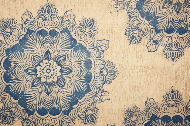 Blue patterned on beige mobile phone wallpaper