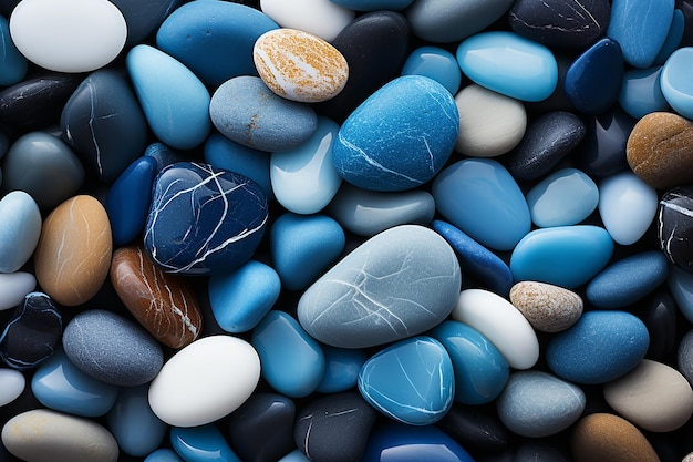 Blue Pebbles on Abstract Nature Pebbles Background