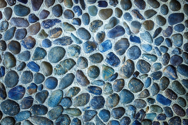 blue pebbles stone decorate walll  