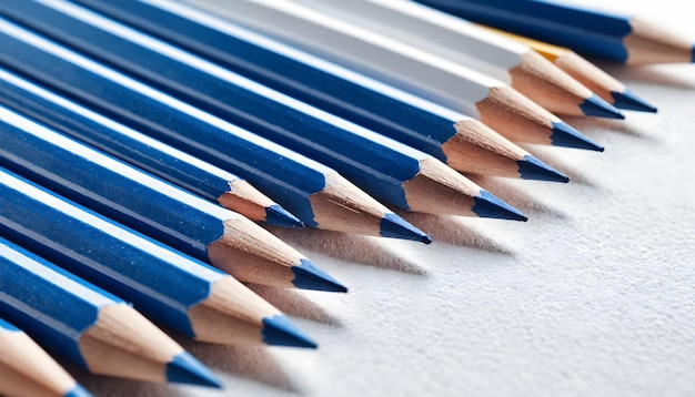 Photo blue pencils with white outer on white background