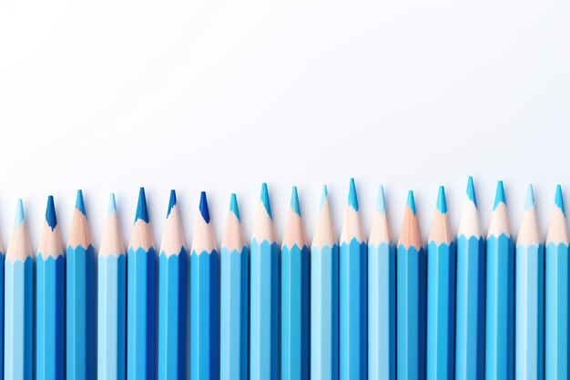 Blue pencils with White outer on white background