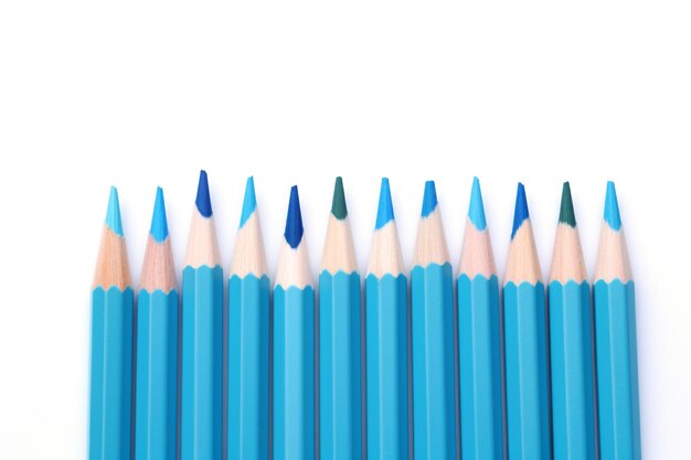 Blue pencils with White outer on white background