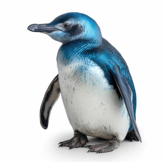 青いペンギンは白いペンギンに孤立している