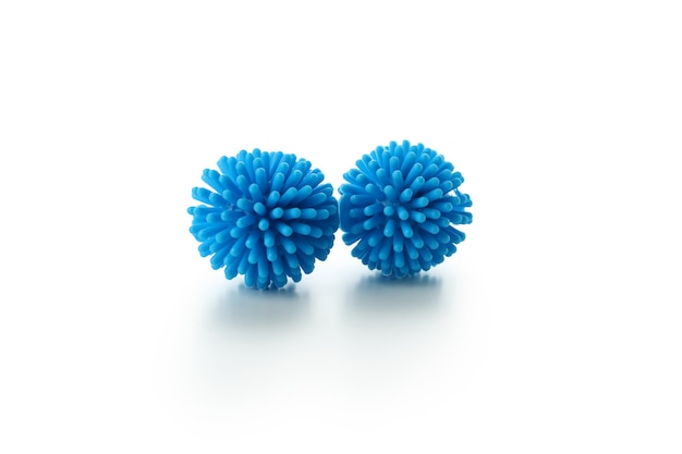 Blue pet balls isolated on white