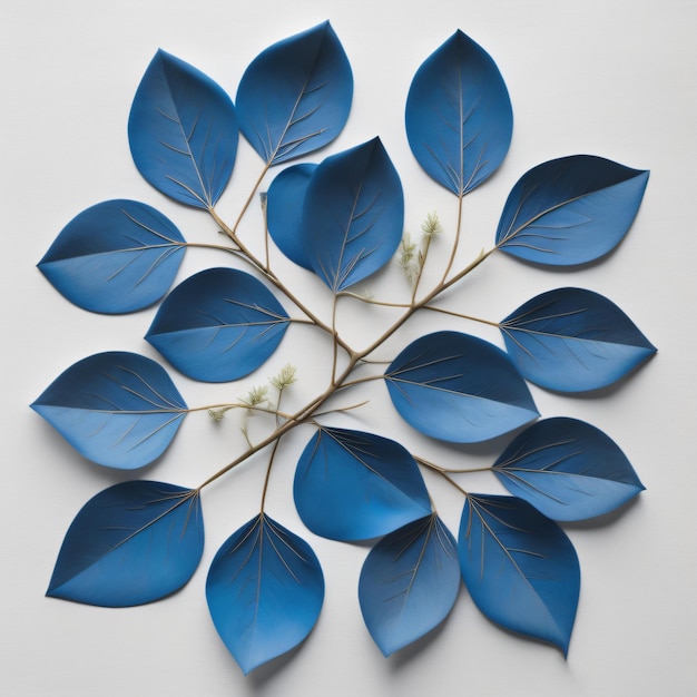 Blue petals on a white background