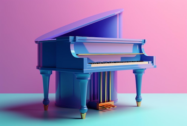 A blue piano with the number 4 on it