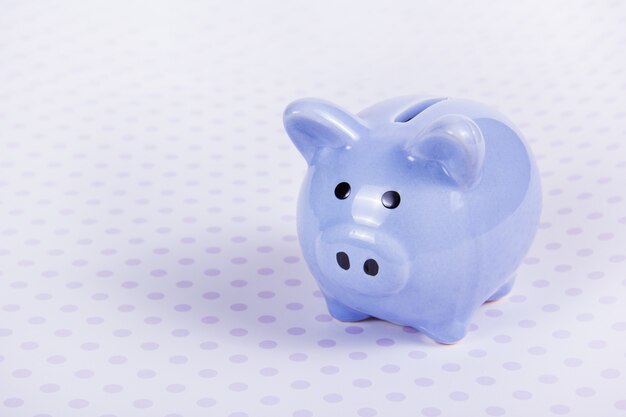 Blue piggy bank.