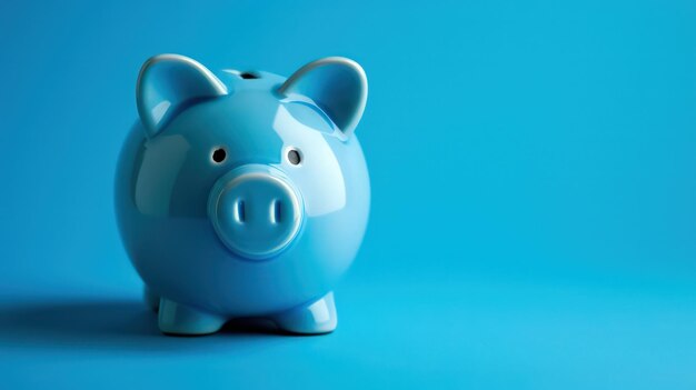 blue piggy piggy bank on a blue background