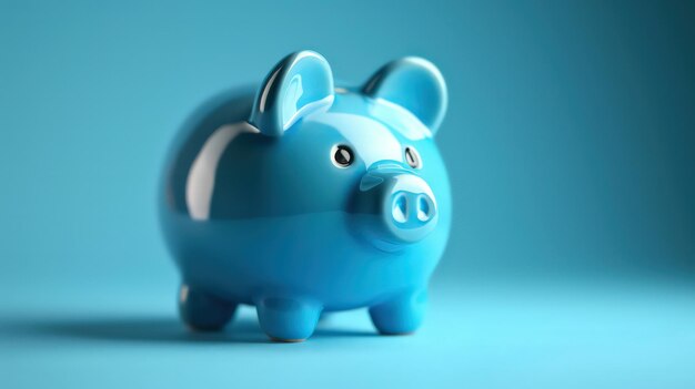 Photo blue piggy piggy bank on a blue background