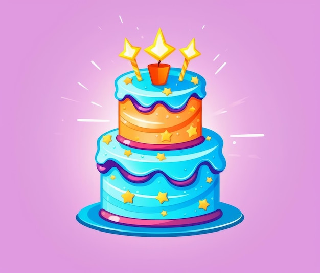 A blue and pink cake with a star on top.