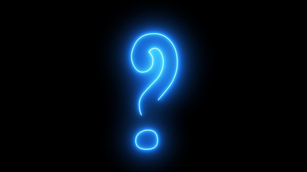 Photo blue and pink color glowing neon line circle with question mark black background illustration background