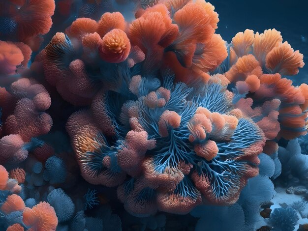 Photo blue and pink coral