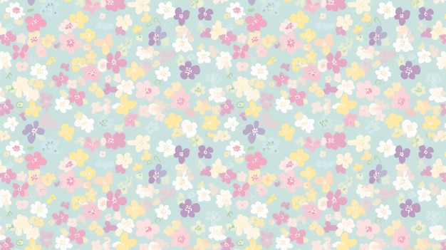 A blue and pink flower pattern with a white background.