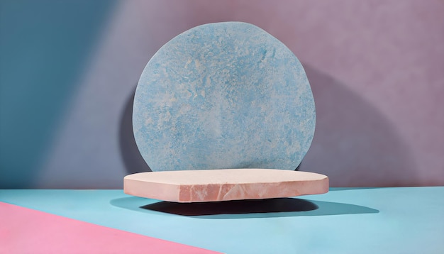 Blue and Pink in Geometrical Floting Stone podium podium