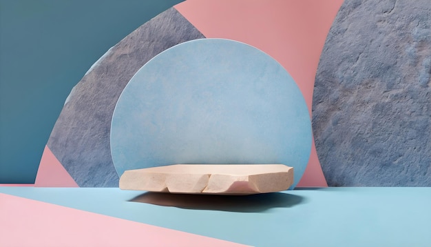 Blue and Pink in Geometrical Floting Stone podium podium