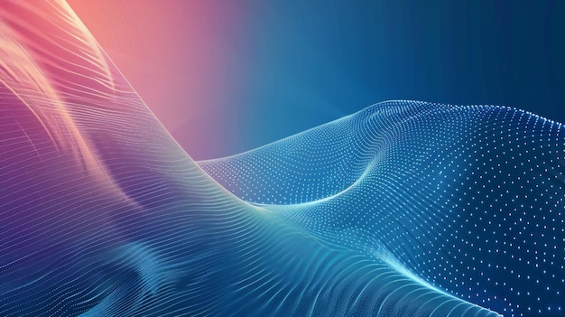 a blue and pink image of a wave with a blue background