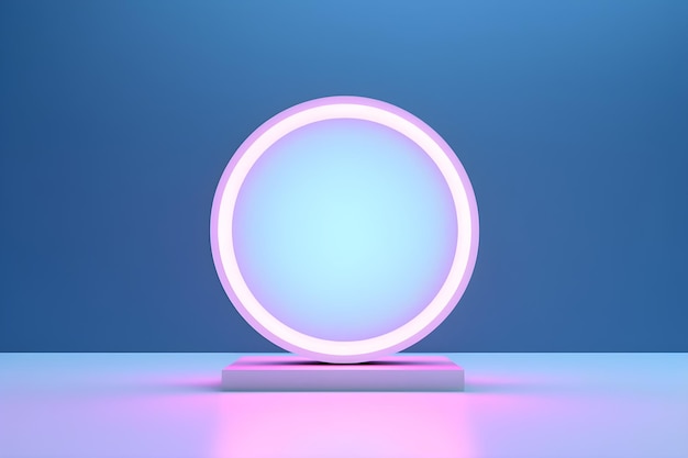 A blue and pink light that is on a table