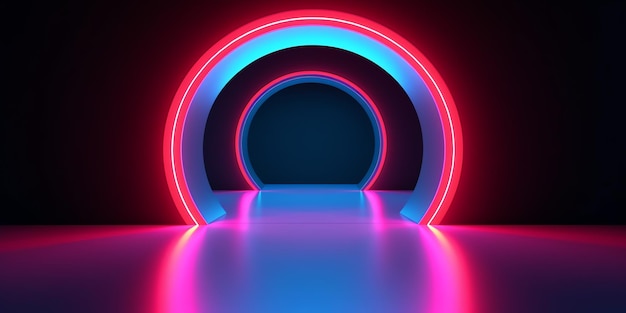 A blue and pink light tunnel