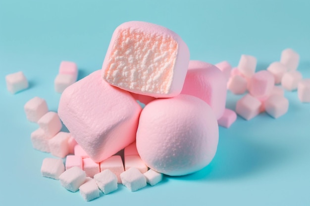 Blue and pink marshmallow background detail