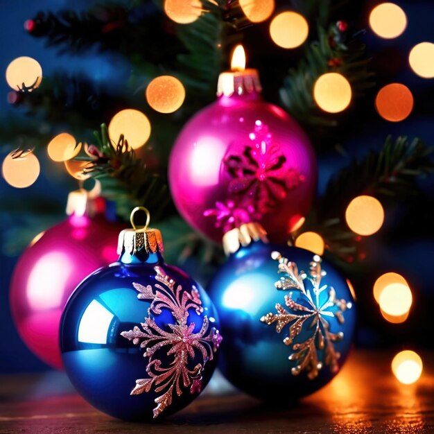 Blue and pink modern Christmas tree ornaments