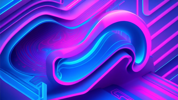 Blue and Pink Neon Abstract Mesmerizing Hologram Harmony