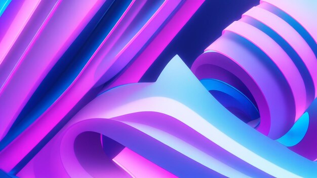 Blue and Pink Neon Abstract Mesmerizing Hologram Harmony