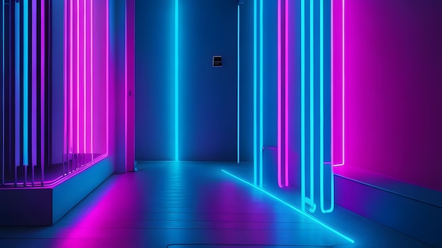 Blue pink neon light decoration space stage nightclub modern late night fashion