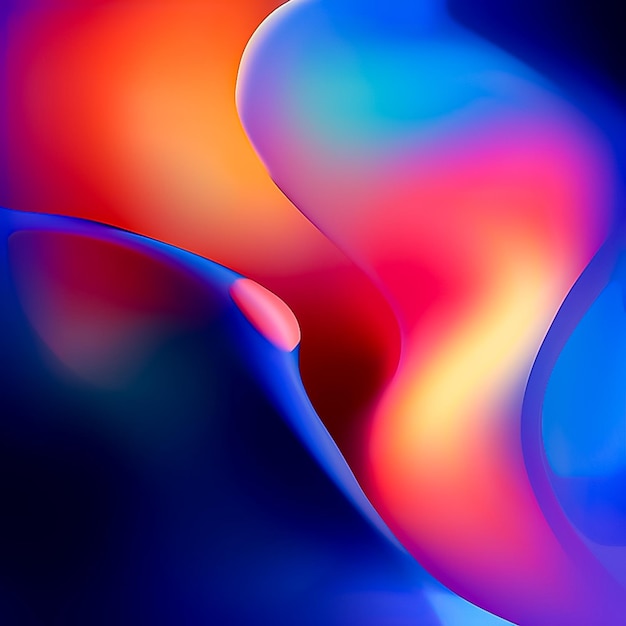 Blue pink and orange silk waves with soft gradient background AI generated