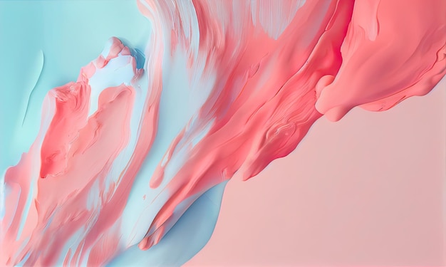 Blue and pink paint on a pastel pink background generative AI