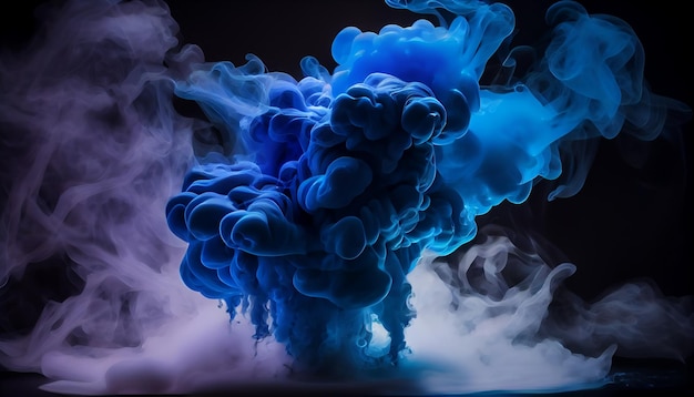 Blue and pink smoke on a black background Background from the smoke of vapegenerative ai