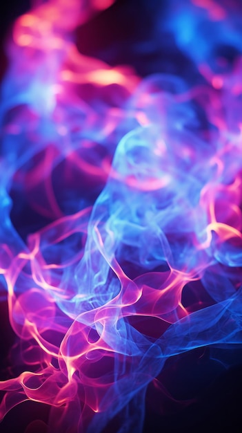 Blue and pink smoke on a black background