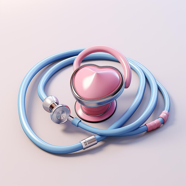 Blue and pink stethoscope in cartoon style