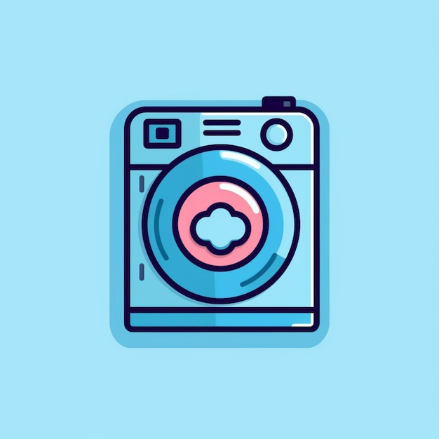 Photo a blue and pink washing machine with a cloud on the front generative ai