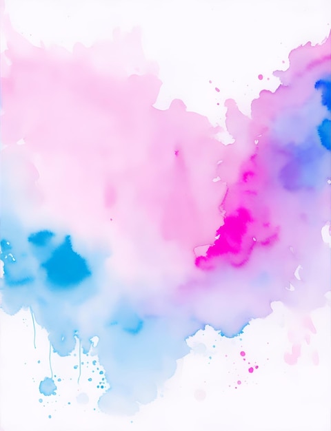 Photo blue and pink watercolor on a white background the color splashes on the paper
