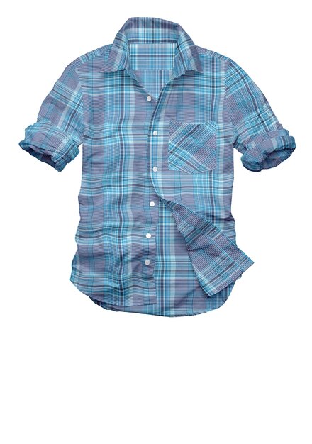 A blue plaid shirt with the word " baby " on it.