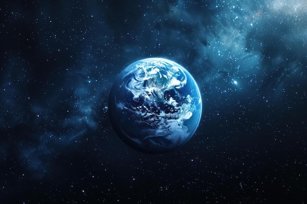 宇宙の青い惑星地球と星