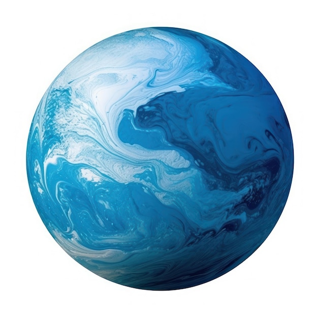 A blue planet with a white background