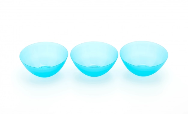 blue plastic bowl