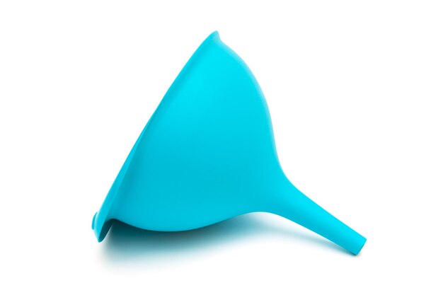 Blue plastic funnel