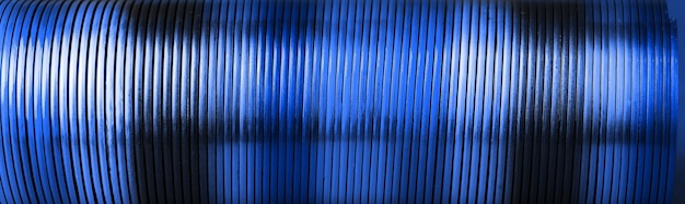 Blue plastic spiral, panoramic image