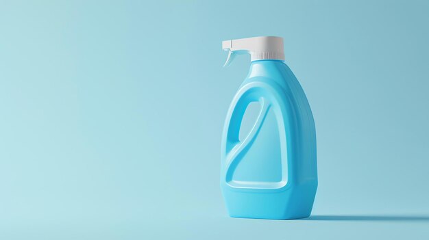 Фото Голубая пластиковая бутылка с белым насадкой химикаты для быта и чистящие средства 3d-илюстрация
