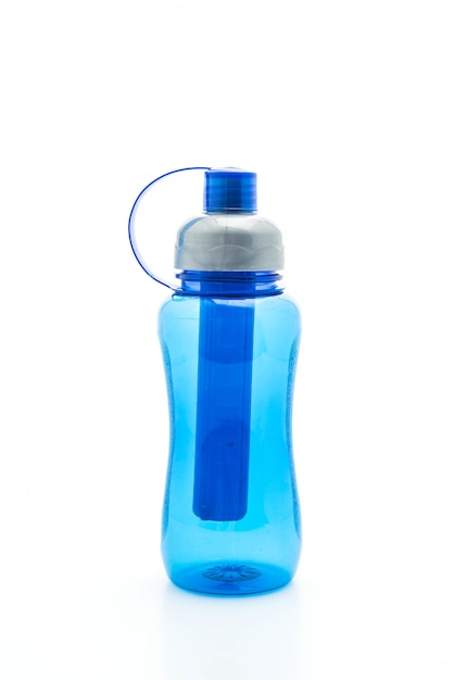 blue plastic water bottle or  canteen