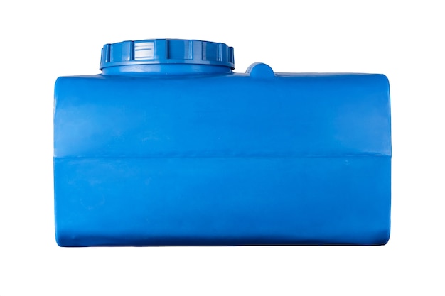 Blue plastic water tank isolated on white