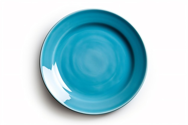 a blue plate with a white background