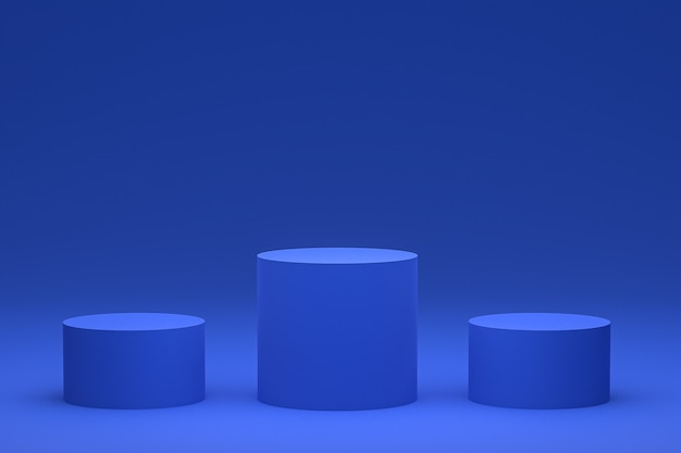 Синий подиум минимальный или стенд для продуктов 3d-рендеринга для презентации косметической продукции