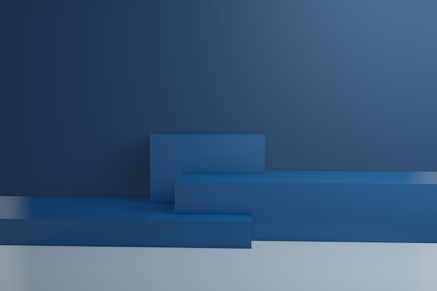 Photo blue podium with geometric shapes